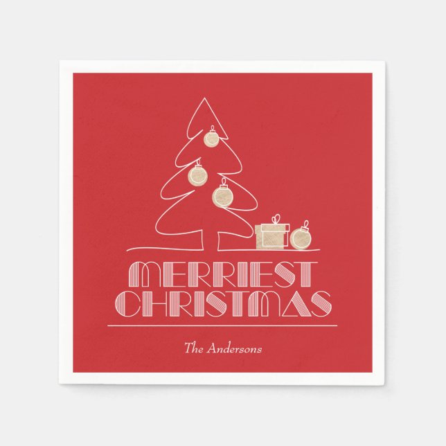 Merry Christmas Tree Red Napkins (Front)
