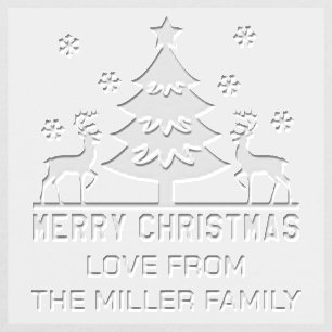 Merry Christmas Tree Reindeer Personalized Name Embosser