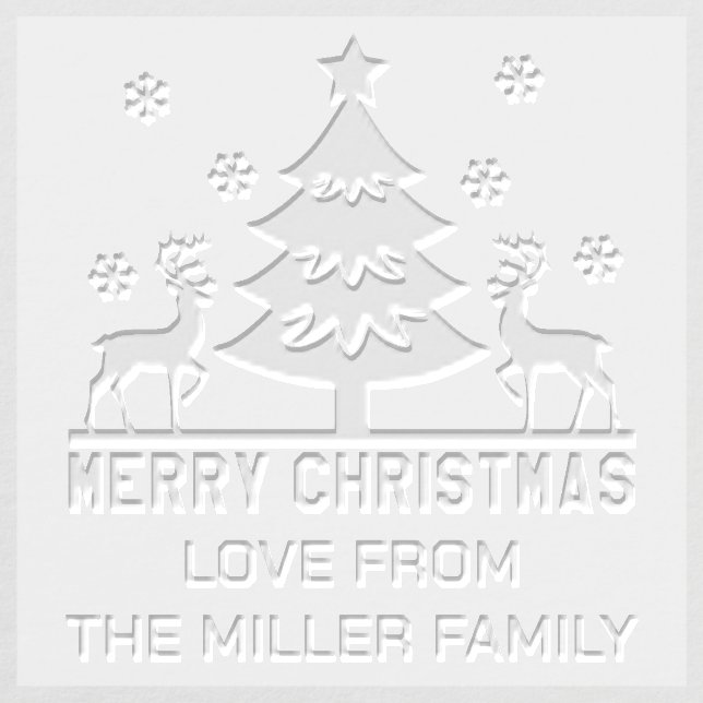 Merry Christmas Tree Reindeer Personalized Name Embosser (Design)