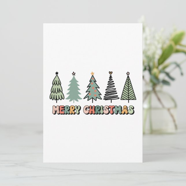 Merry Christmas Tree Retro Christmas Thank You Card (Standing Front)