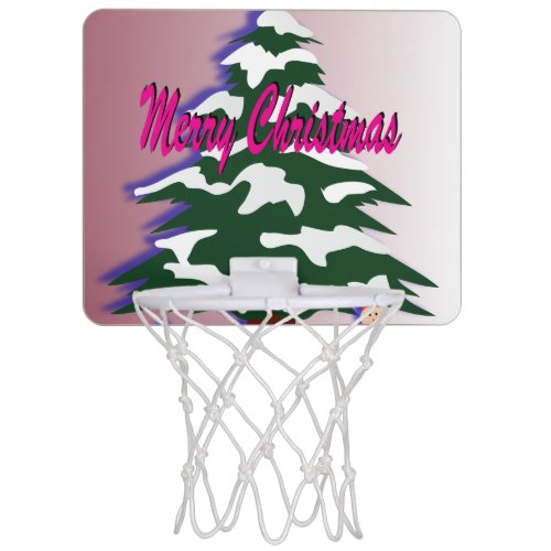 Merry Christmas Tree Retro Festive Season Mini Basketball Hoop