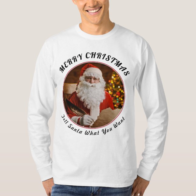 Merry Christmas Tree Retro Santa Claus Custom T-Shirt (Front)