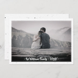 Merry Christmas Tree Retro Typography Family Photo Holiday Card