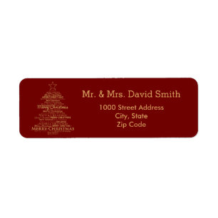 Merry Christmas Tree Return Address Label