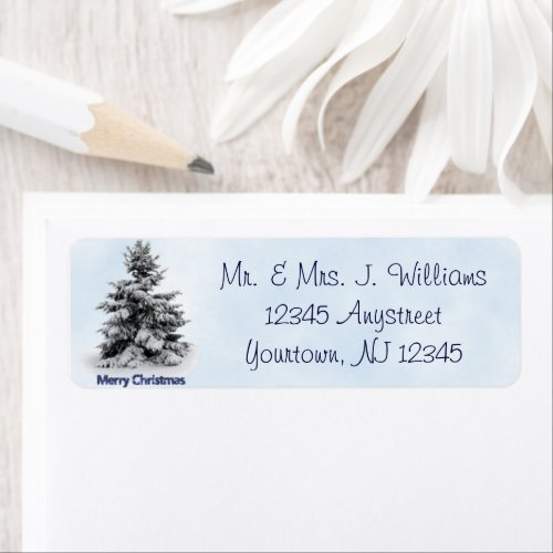 Merry Christmas Tree Return Address Label