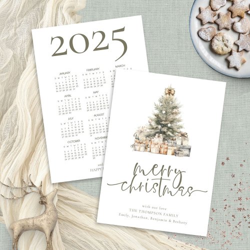 Merry Christmas Tree Sage Script 2025 Calendar Holiday Card