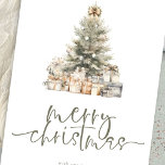 Merry Christmas Tree Sage Script 2026 Calendar Holiday Card<br><div class="desc">Modern Merry Christmas Tree Sage Script 2026 calendar on the back. Available digitally and printed. Contemporary style. Merry Christmas is in an elegant set script in sage and the rest of the text you can easily personalise, including your new year greeting on the back. You can choose any colors for...</div>