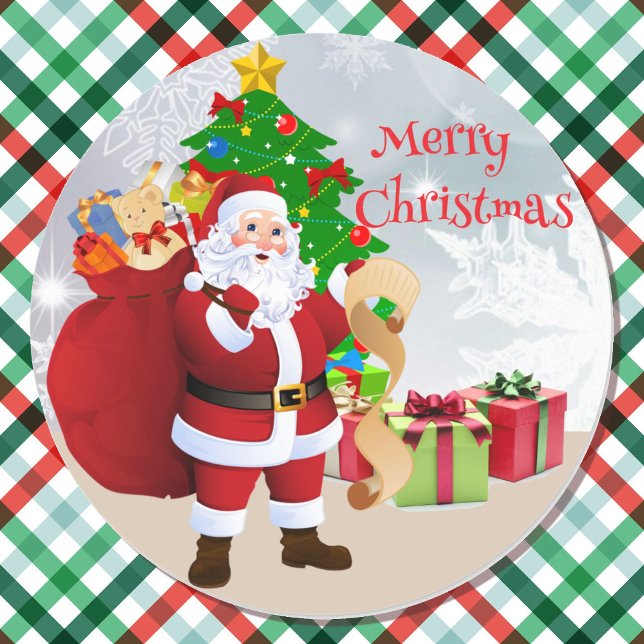 Merry Christmas Tree & Santa Card Envelope Sticker (Creator Uploaded)