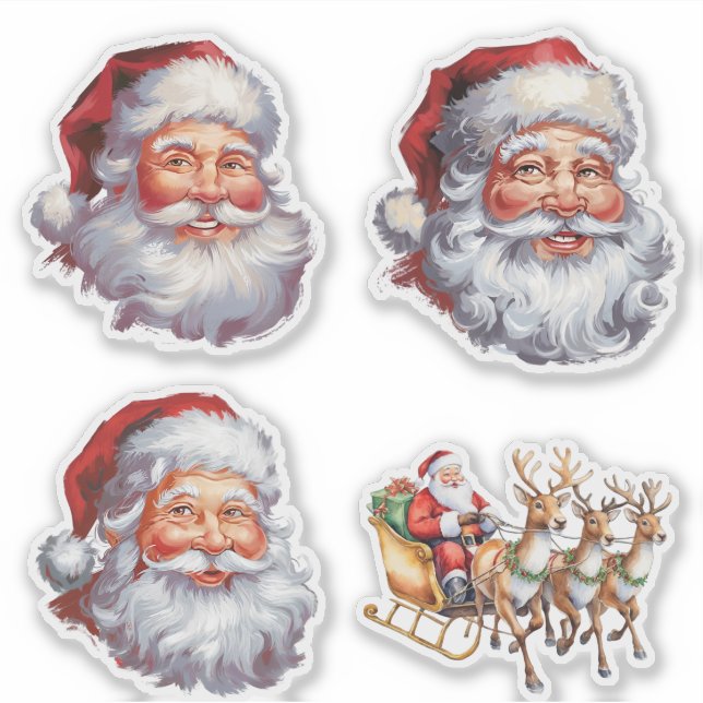 Merry Christmas Tree Santa Claus with Presents     Sticker (Front)