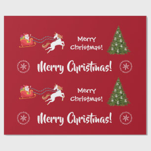 Merry Christmas Tree Santa Sleigh Girly Unicorn Wrapping Paper