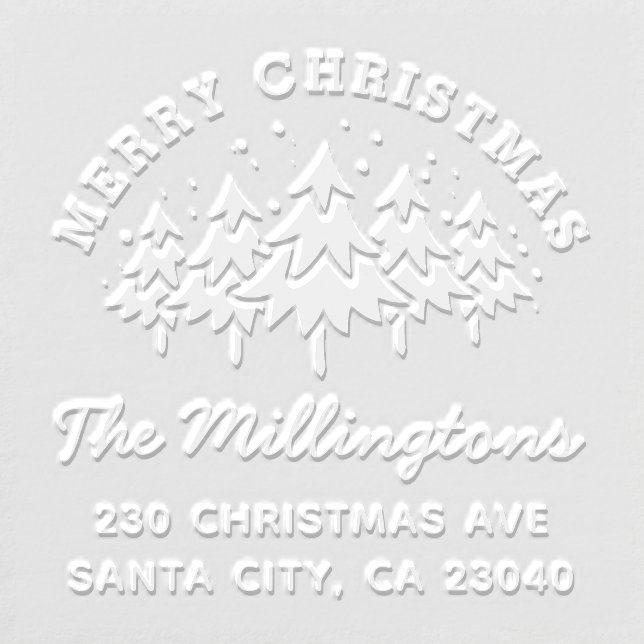 Merry Christmas Tree Script Name & Return Address Embosser (Design)