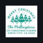 Merry Christmas Tree Script Name & Return Address Self-inking Stamp<br><div class="desc">Easily personalize these custom Merry Christmas Tree Script Name & Return Address self-inking rubber stamps with your own names and address. To customize these rubber stamps, click on "Personalize this template" and change the text in the boxes provided. Available in 9 different colors and 6 sizes. Please view your design...</div>