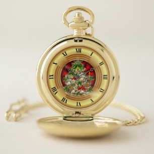 Merry Christmas Tree ~ Season’s Greetings ~ Pocket Watch