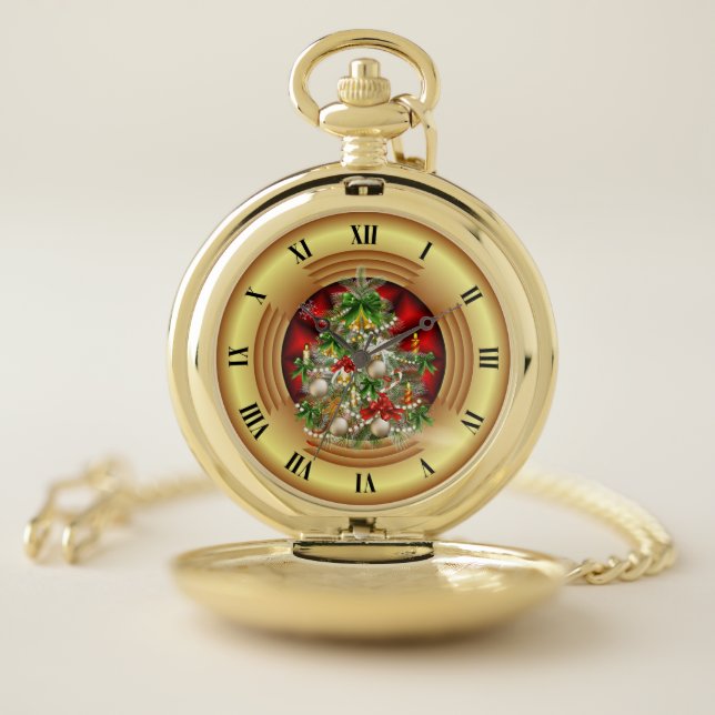 Merry Christmas Tree ~ Season’s Greetings ~ Pocket Watch (Inside)