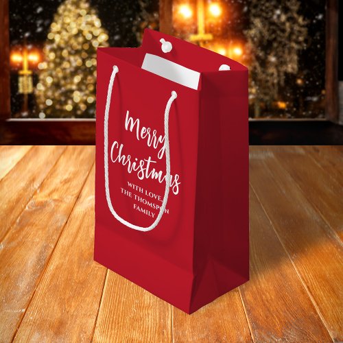 Merry Christmas Tree Simple Buffalo Check Pattern Small Gift Bag