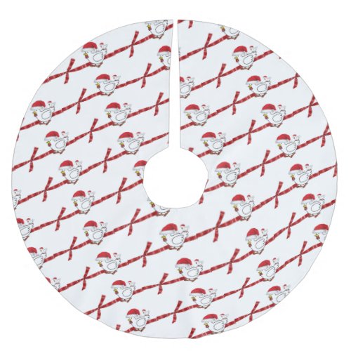 Merry Christmas Tree Skirt Chick Santa Claus Hat 