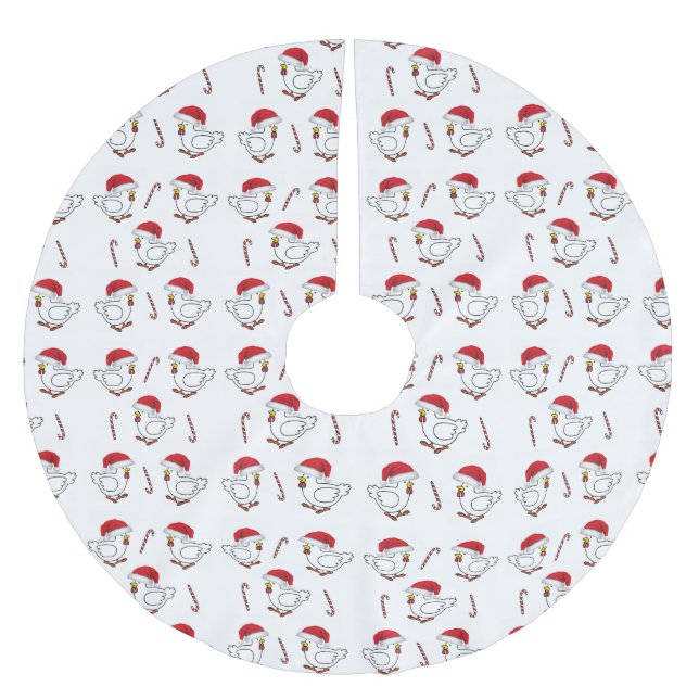Merry Christmas Tree Skirt Chicks Santa Hats (Front)
