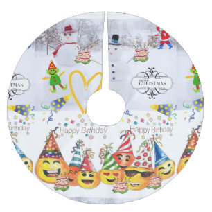 Merry Christmas Tree Skirt Happy Birthday