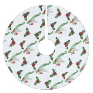 Merry Christmas Tree Skirt Poinsettia