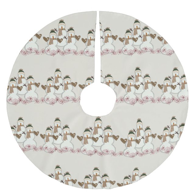 Merry Christmas Tree Skirt Snowman  (Front)