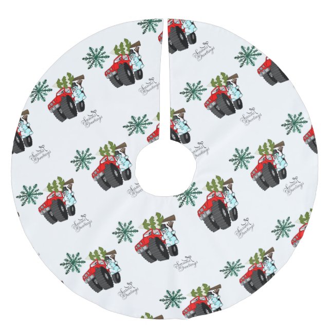 Merry Christmas Tree Skirt Snowman  (Front)
