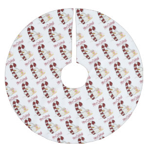 Merry Christmas Tree Skirt Snowman Candy Cane