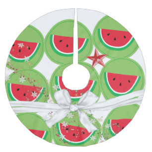 Merry Christmas Tree Skirt Watermelon Bow