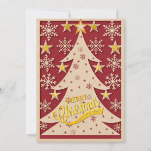 Merry Christmas Tree, Snowflake & Star Silhouettes Holiday Card