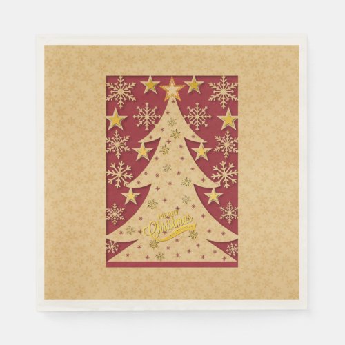 Merry Christmas Tree Snowflake  Star Silhouettes Napkins