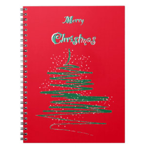 Merry Christmas Tree Snowflakes Notebook