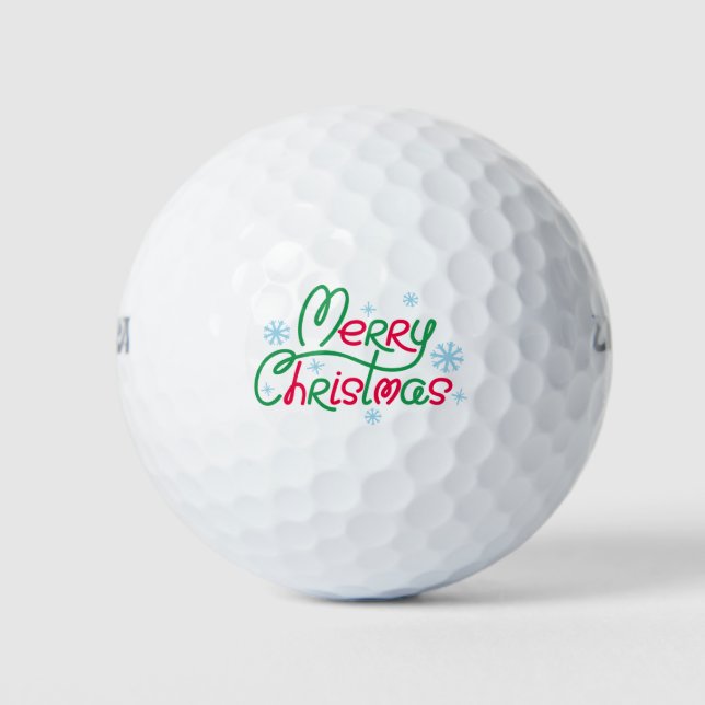 Merry Christmas Tree snowflakes Santa's Hat Gifts  Golf Balls (Front)