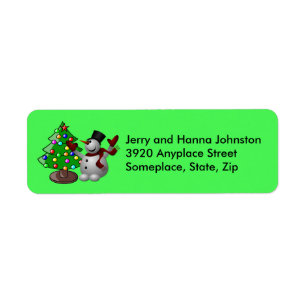 Merry Christmas Tree & Snowman Address Labels