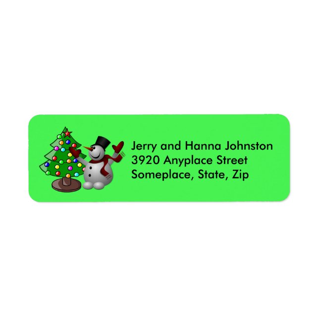 Merry Christmas Tree & Snowman Address Labels (Front)