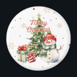 Merry Christmas Tree Snowman and Presents Magnet<br><div class="desc">Merry Christmas Tree Snowman and Presents</div>