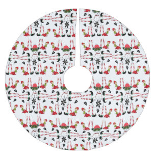 Merry Christmas Tree Snowman Elf  Brushed Polyester Tree Skirt