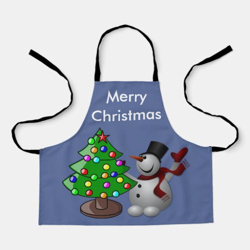 Merry Christmas Tree  Snowman ZSSD Apron