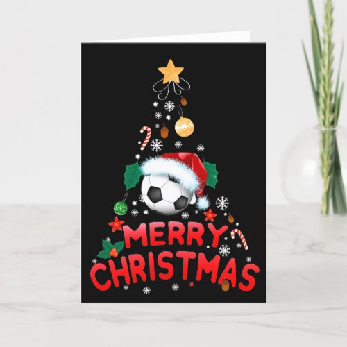 Merry Christmas Tree Soccer Santa Hat 2021 Holiday Card