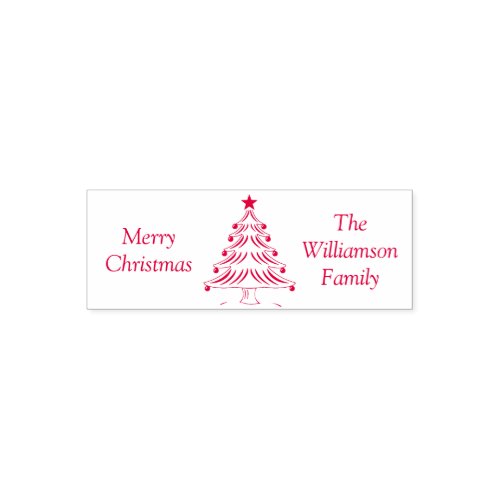 Merry Christmas Tree Star Custom Family Name Words Self_inking Stamp