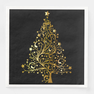 Ambiente 3 Ply Paper Napkins Shining Tree Black Lunch Dinner Party Festive Xmas 