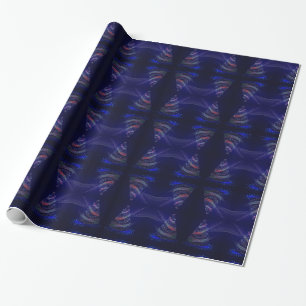 Merry Christmas Tree Stars Blue Purple Pattern Wrapping Paper
