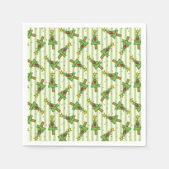 Merry Christmas Tree String of Lights Ornaments Napkins (Front)