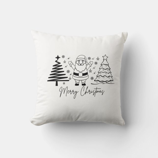 Merry Christmas Tree Throw Pillow (Front)