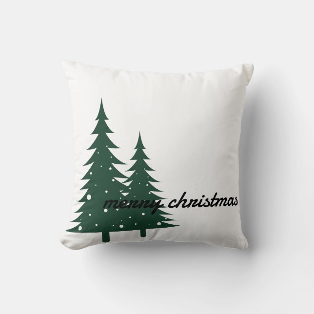 Merry Christmas Tree Throw Pillow (Front)