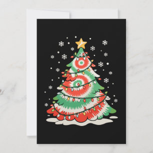 Merry Christmas Tree Tie Dye Xmas Retro Vibes Invitation