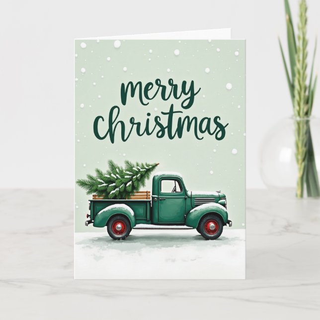 Merry Christmas Tree Truck Card (Front)