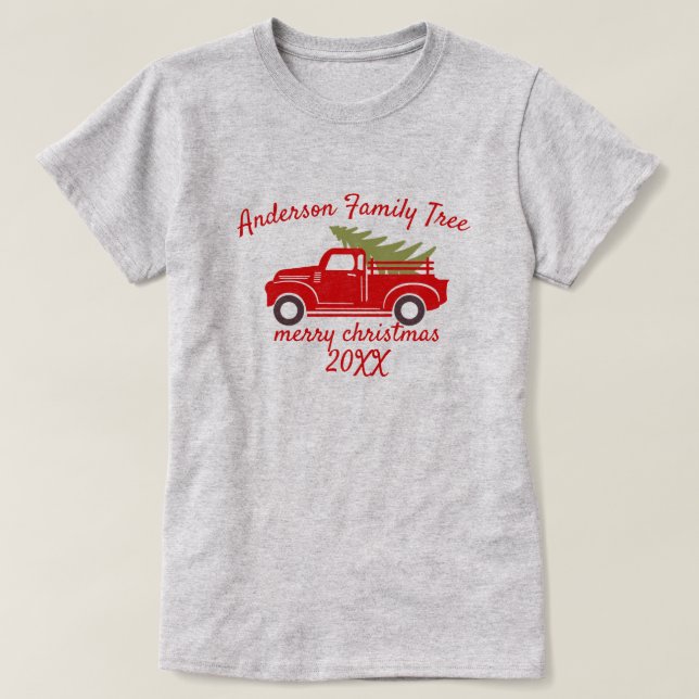 Merry Christmas Tree Truck T-Shirt for Women  (Design Front)