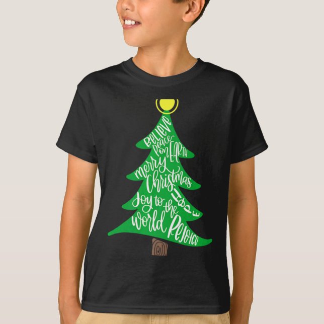 Merry Christmas Tree Tygraphy For Men Women Kid T  T-Shirt (Front)