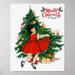 Merry christmas tree vintage art poster<br><div class="desc">Merry christmas tree vintage art  Poster .</div>