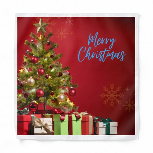 Merry Christmas Tree with Gifts Festive Red Holida Bandana