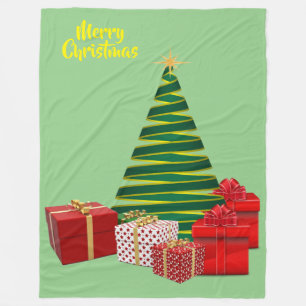 Merry Christmas ~ Tree with Gifts Fleece Blanket